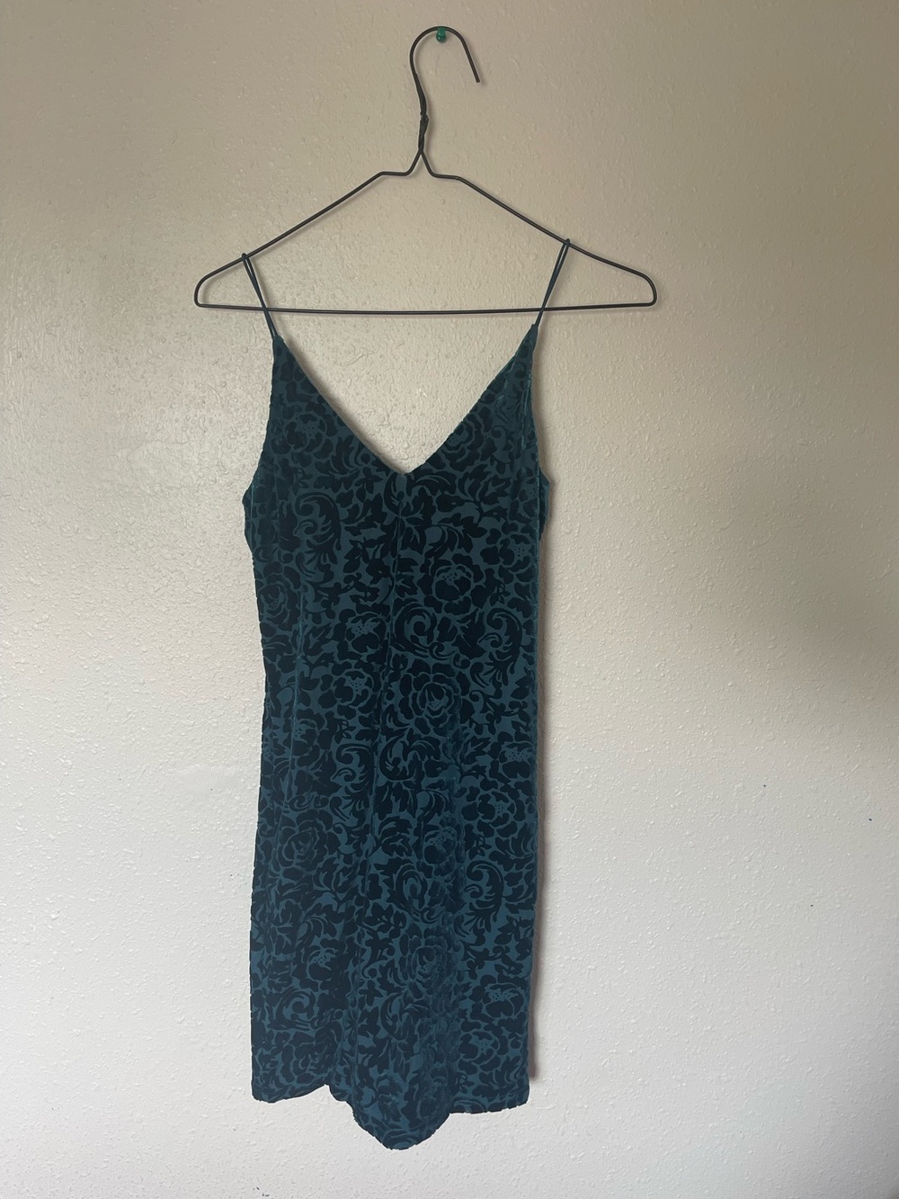 Velvet Burnout Slip Dress in Deep Teal